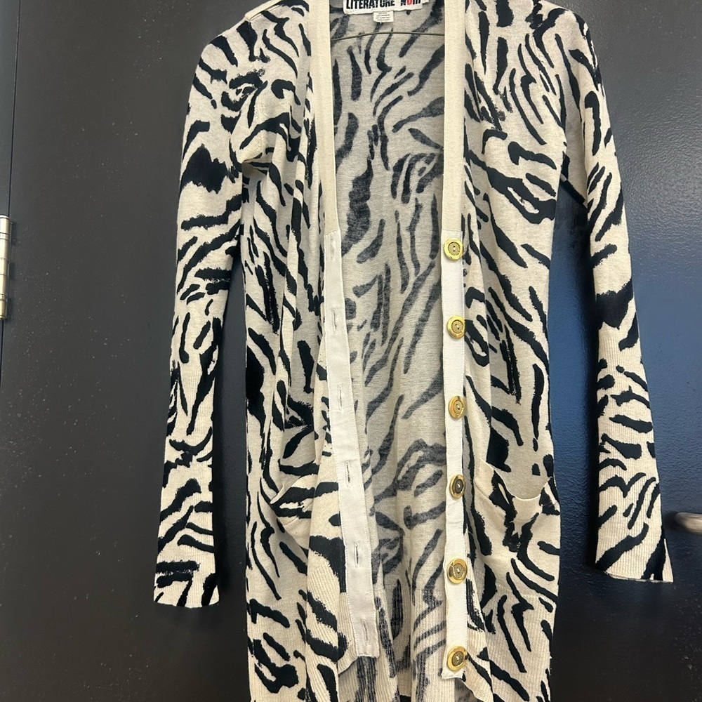 Literature Noir XS wool cashmere zebra cardigan vintage good used condition - Picture 7 of 13